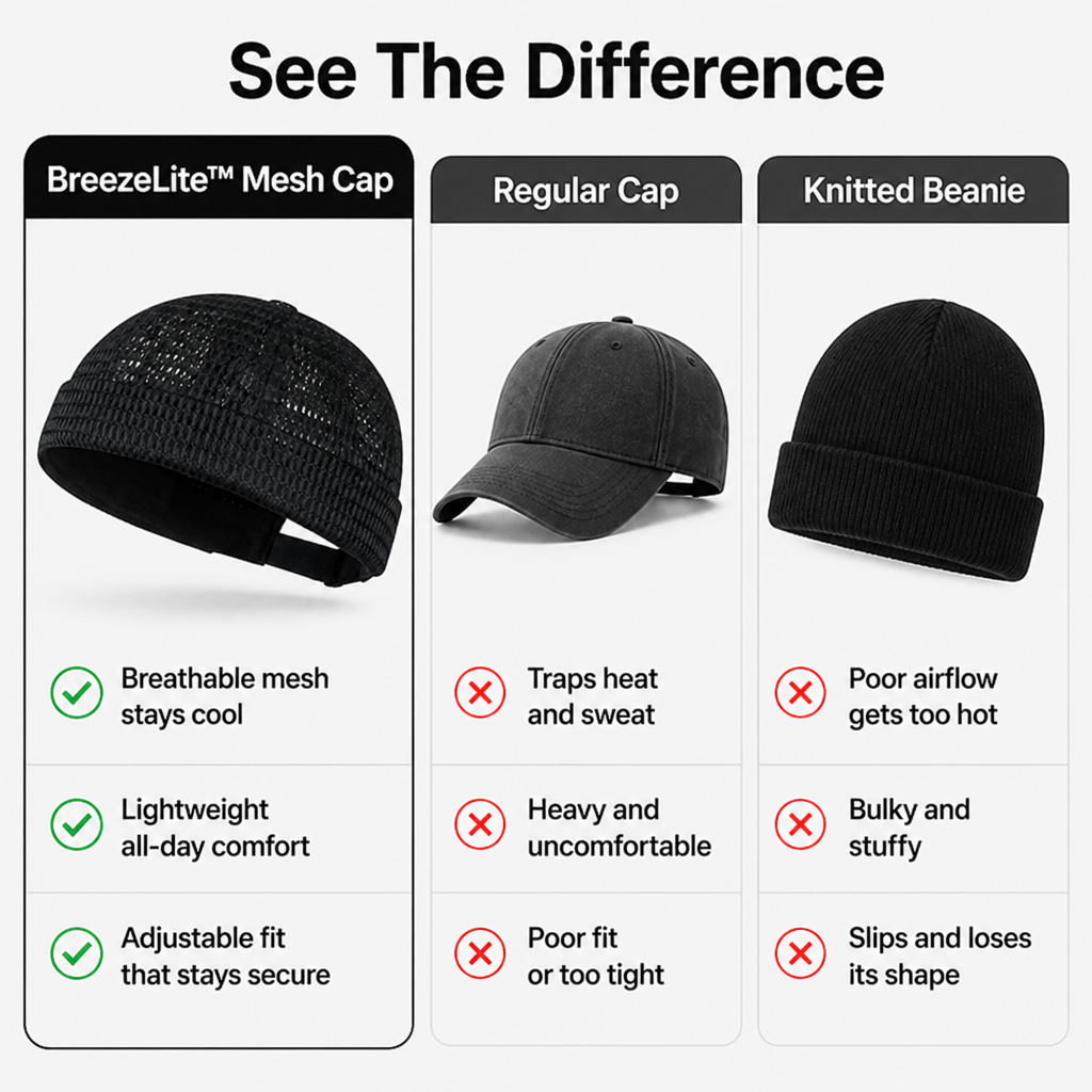 BreezeLite™ Mesh Cap — Stay Sweat-Free, Cool, and Confident All Day Long