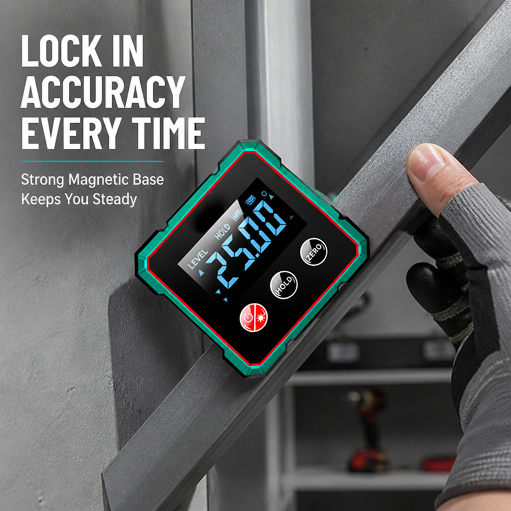 VeroTilt™ Magnetic Digital Angle Meter — Lock In Perfect Angles Instantly and Work Confidently
