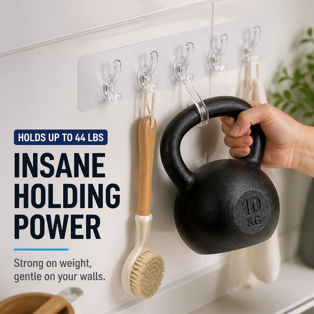 CleanGrip™ — Hang 44 lbs of Clutter Without Drilling a Single Hole