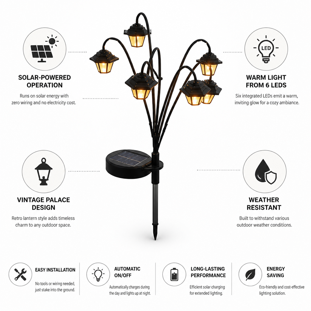 Solar-Powered Vintage Warm LED Hanging Lantern