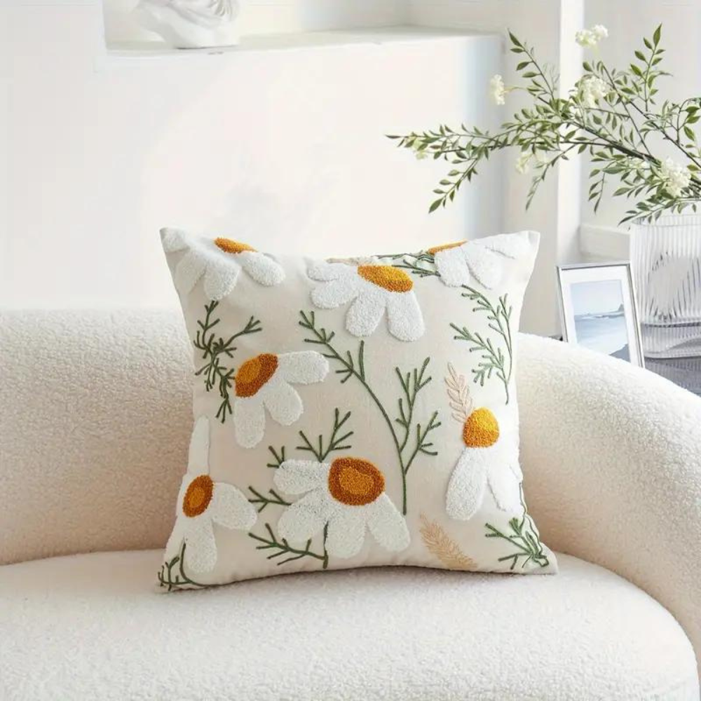 Floral and Botanical Embroidered Pillowcase