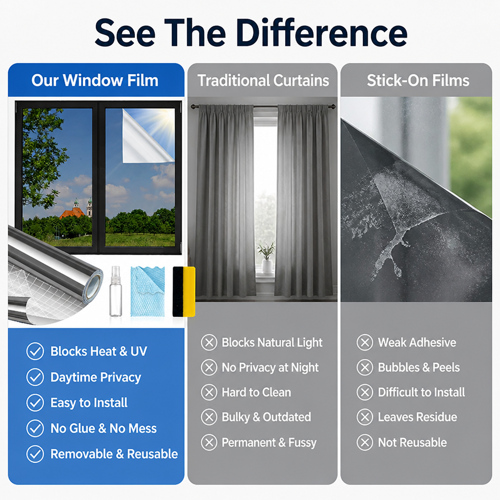 SilvaShield™ One-Way Privacy Film — Enjoy Instant Cool Comfort and Total Privacy Without the Fuss