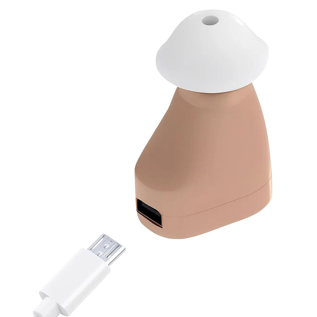In-Ear Hearing Amplifier for Seniors – Rechargeable with Noise Cancellation