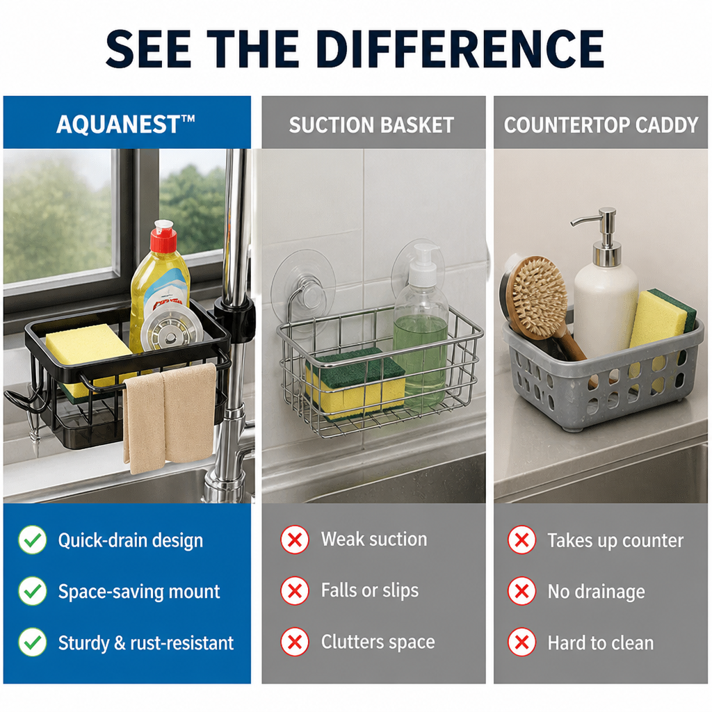 AquaNest™ — Transform Your Sink into a Dry, Clutter-Free Sanctuary Instantly