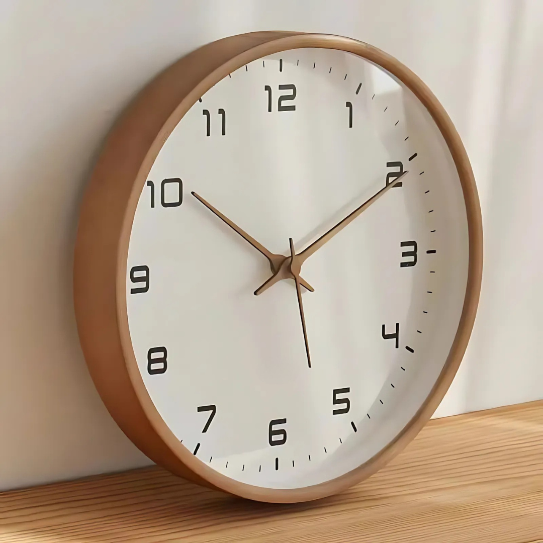 Scandinavian Style Wooden Wall Clock - Quiet Quartz Movement Ø25 cm Ø30 cm