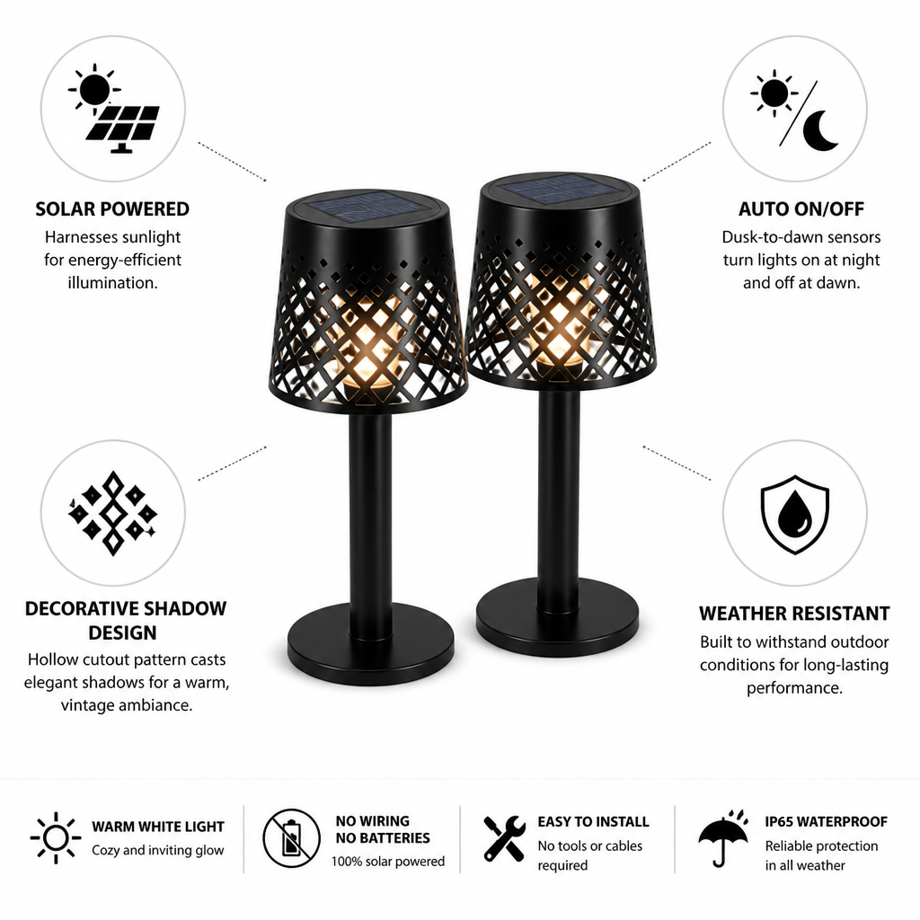 Solar-Powered Cutout Shadow Table Lamp (Set of 2)