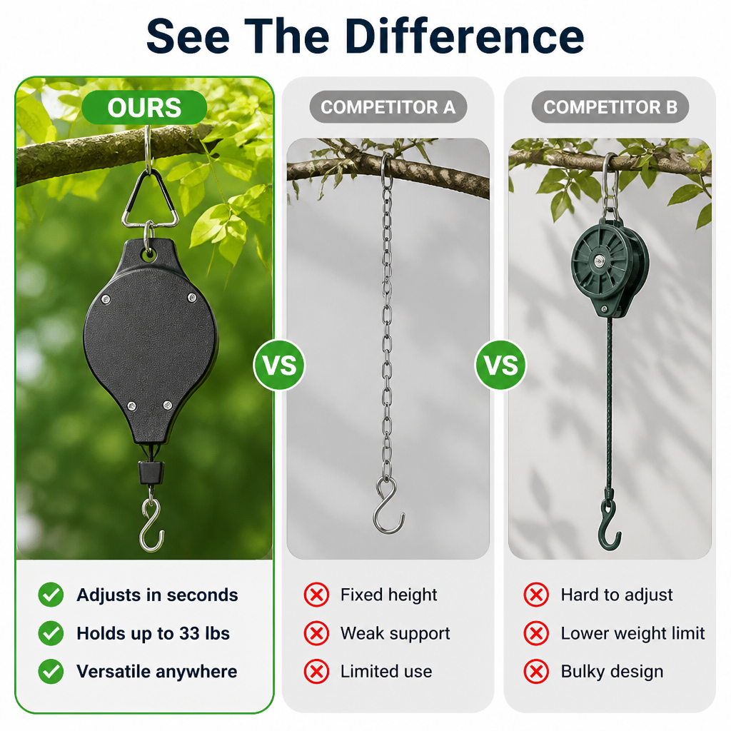 VersaLift™ Adjustable Hook — Instantly Elevate Your Garden’s Beauty and Ease