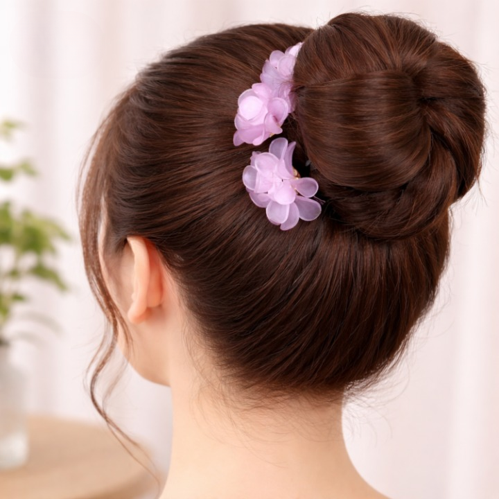 Flower-Decorated Hair Bun Shaper