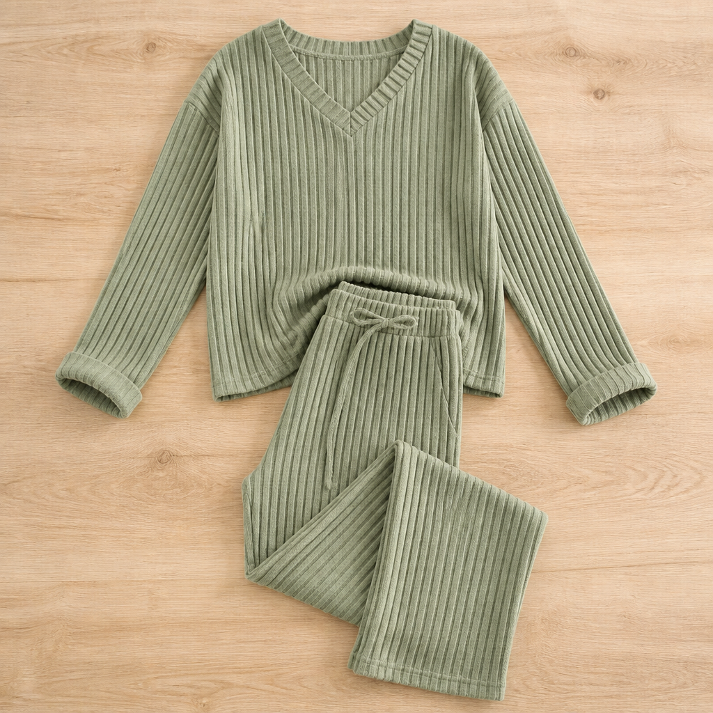SeranaSilk™ Soft Ribbed Lounge Set — Embrace All-Day Luxury That Flatters Every Curve