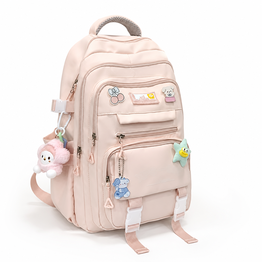 Large-Capacity Student Backpack With Pendant