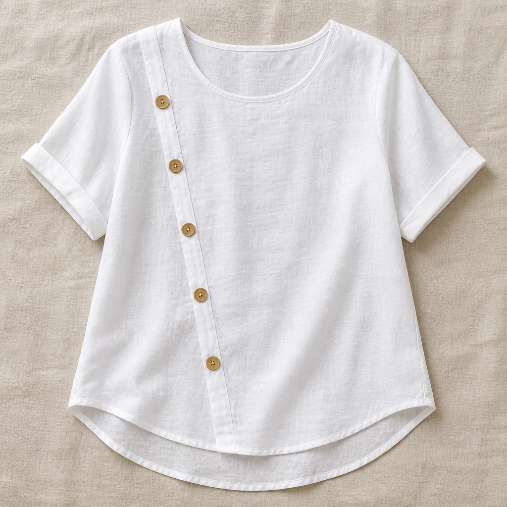 LumeaLuxe™ – Comfortable Cotton Shirt Featuring Side-Button Accents