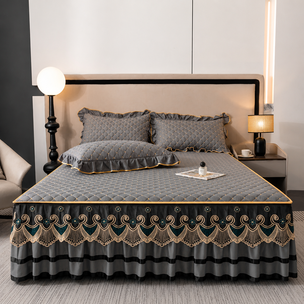LuxeRuffle™ — Transform Your Bed into a Cloud of Cozy Elegance That Never Slips or Slides
