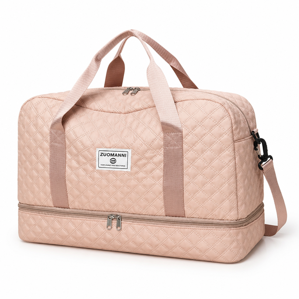 Water-Repellent Nylon Weekender Bag (Shoe & Wet Compartments)