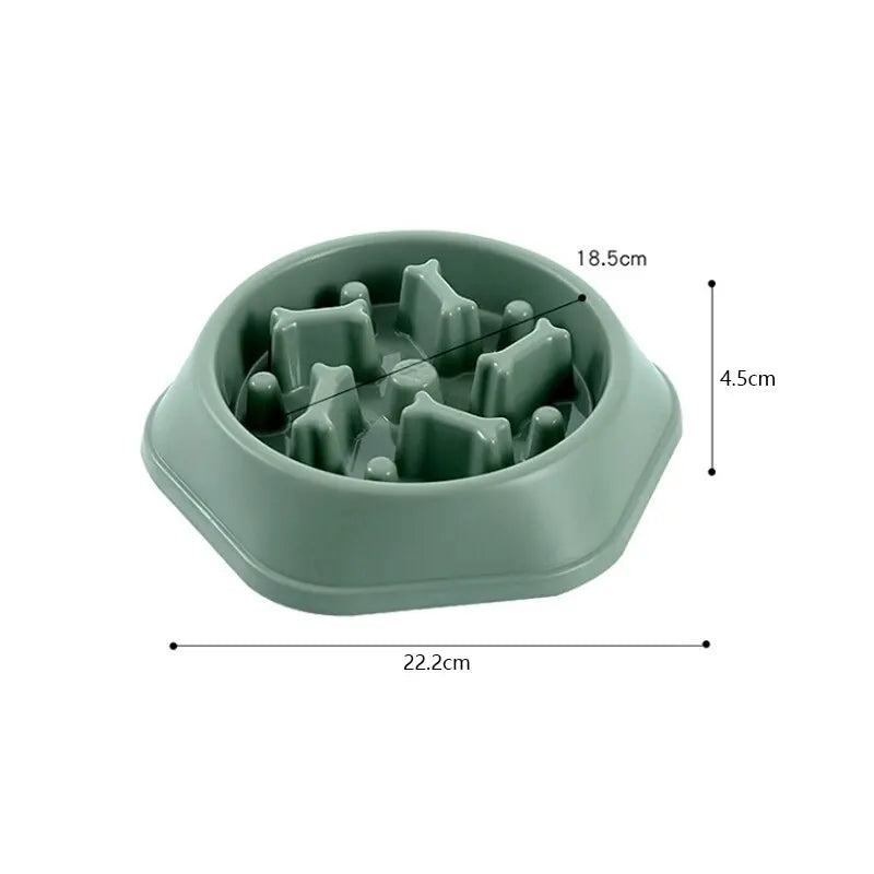 Bowl with Elevated Grooves to Prevent Gulping