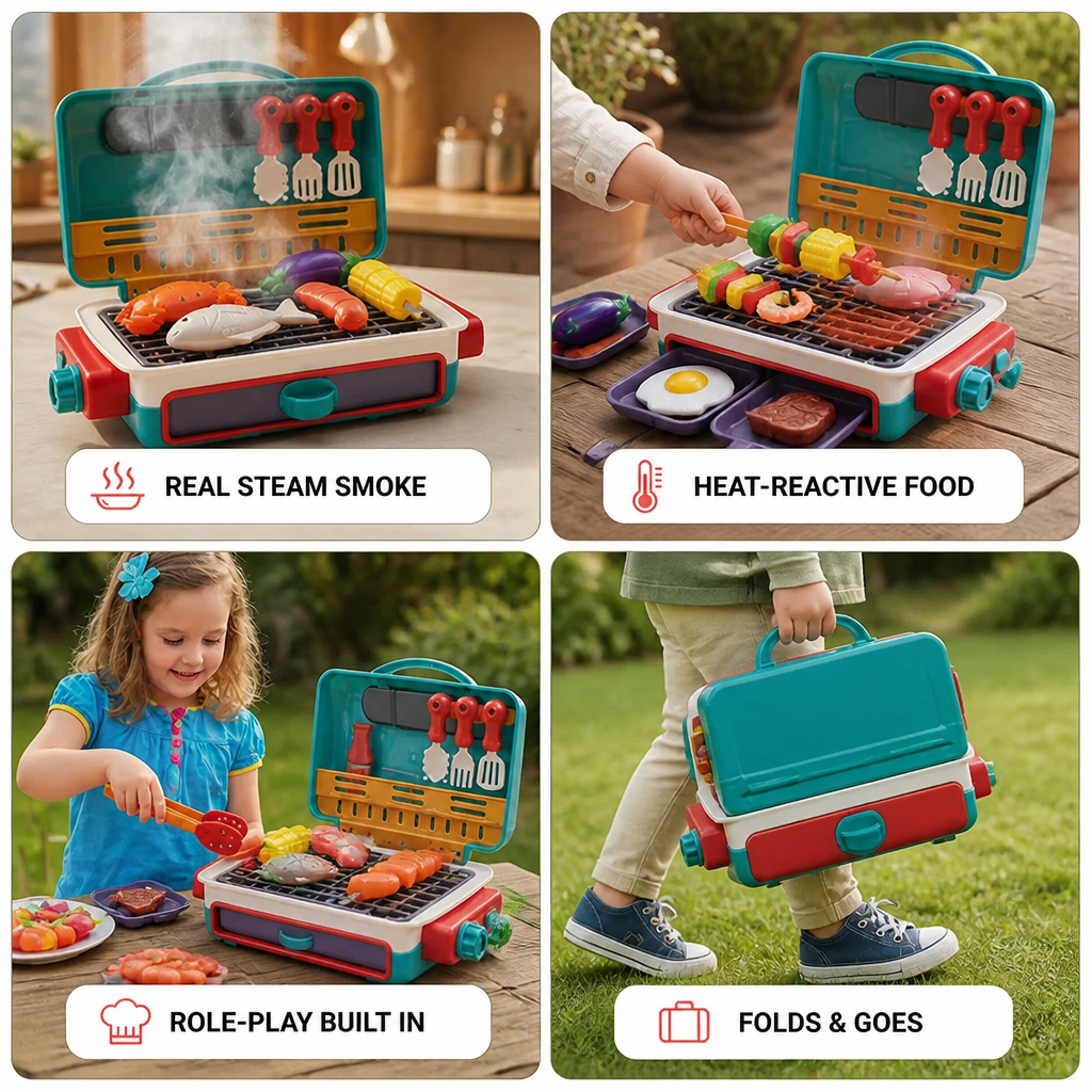 FlameCraft™ — Smoke-Free Spark Play Featuring Real Smoke and Color-Shifting Food