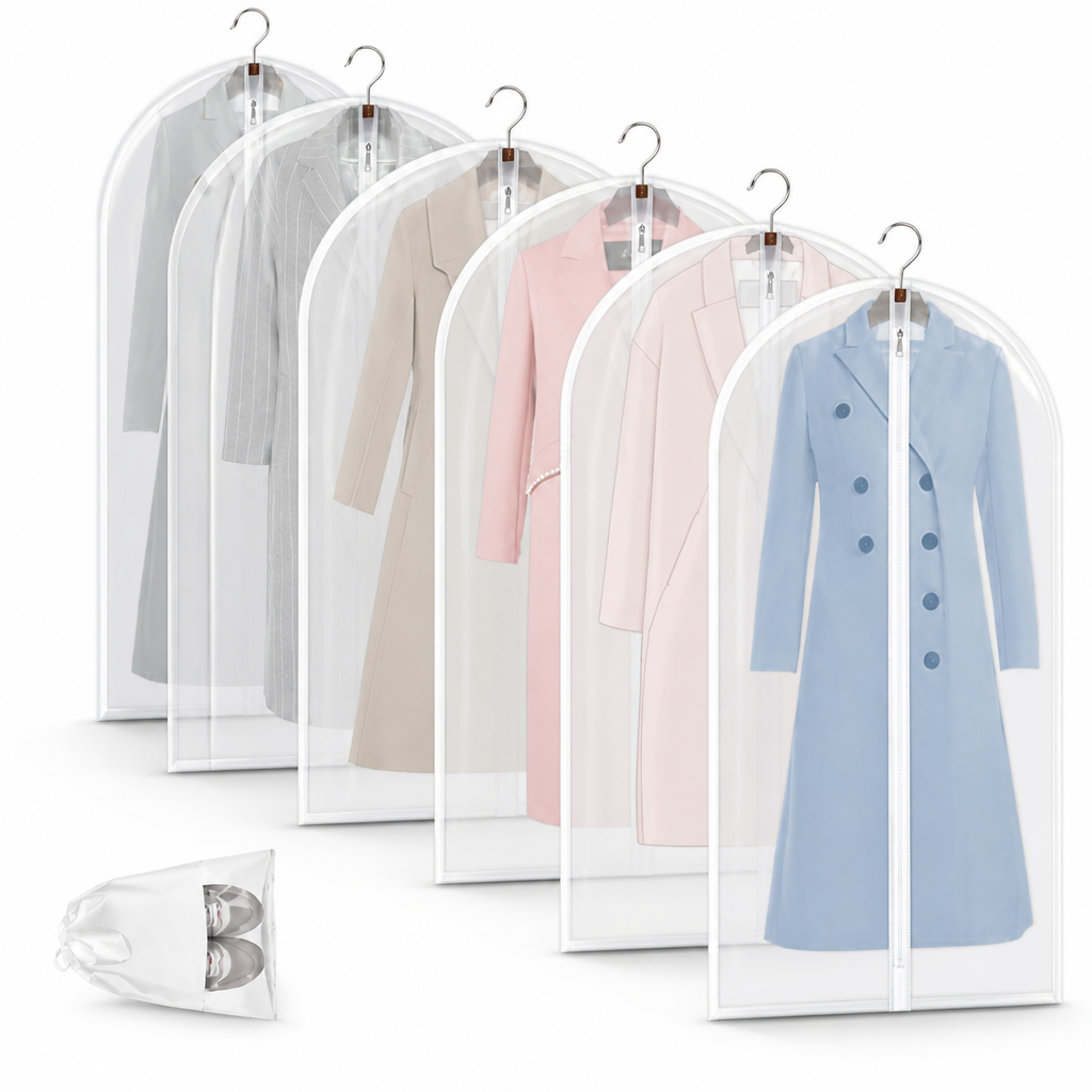 Clear Waterproof PEVA Garment Bags (12-Pack)