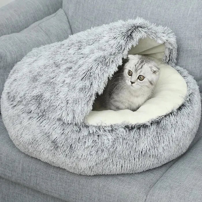 Non-Slip Bottom Round Dog Bed in Plush Fabric