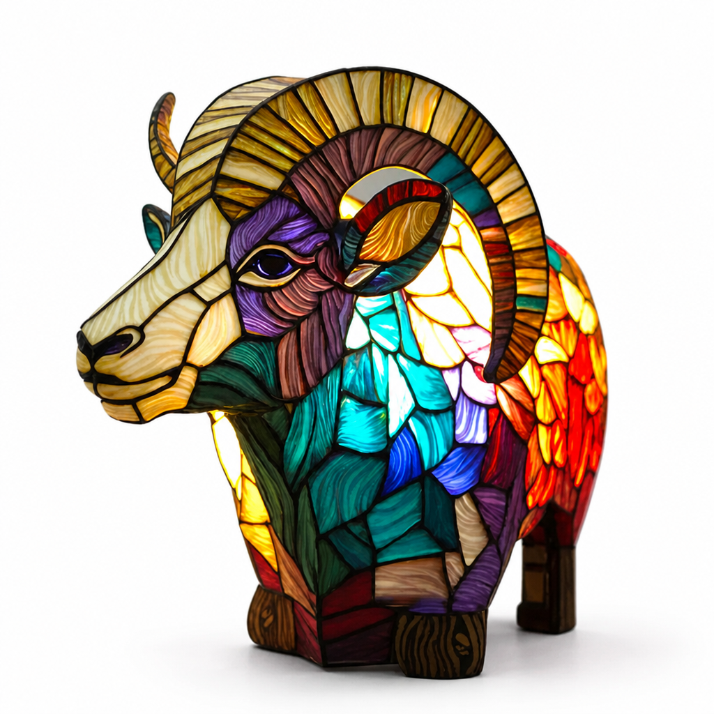 Colorful Stained Glass Animal-Print Table Lamp (20 Styles)