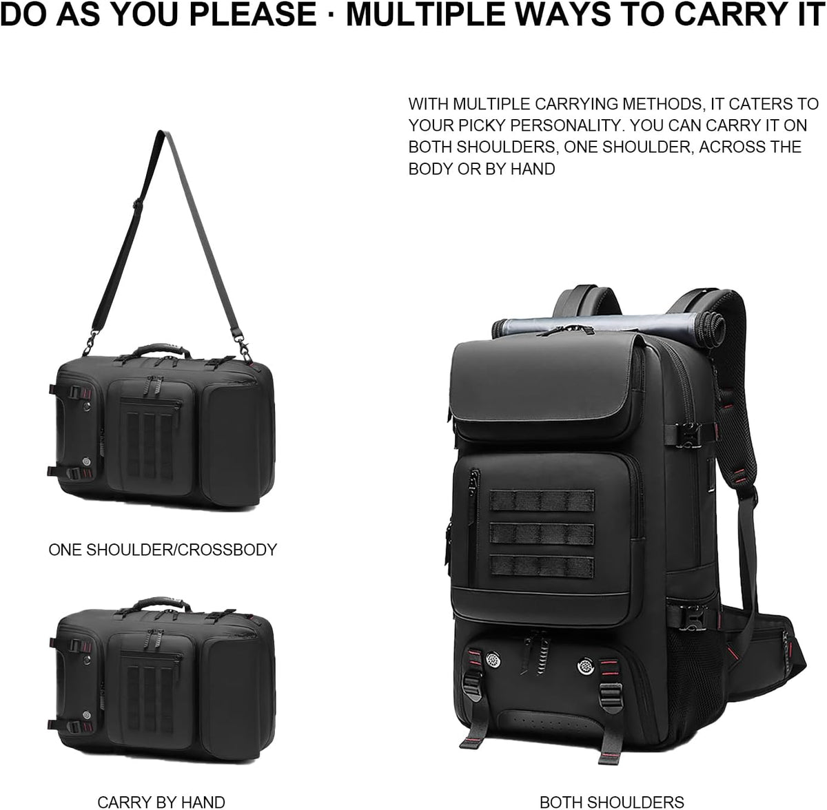 Large 50L Waterproof Backpack with USB Charging and Shoe Storage for Travel