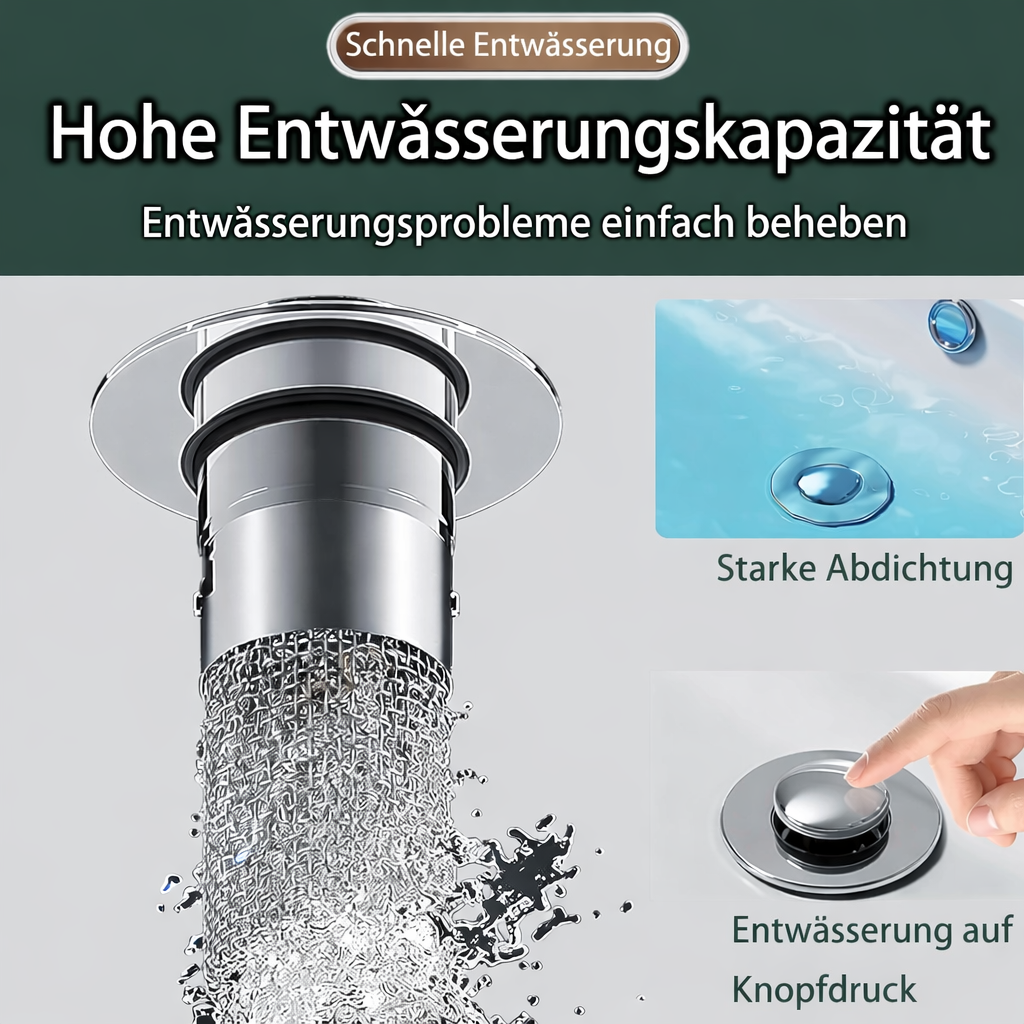 Sink Drain Plug | Stainless Steel Blockage-Resistant Filter | FilterPro