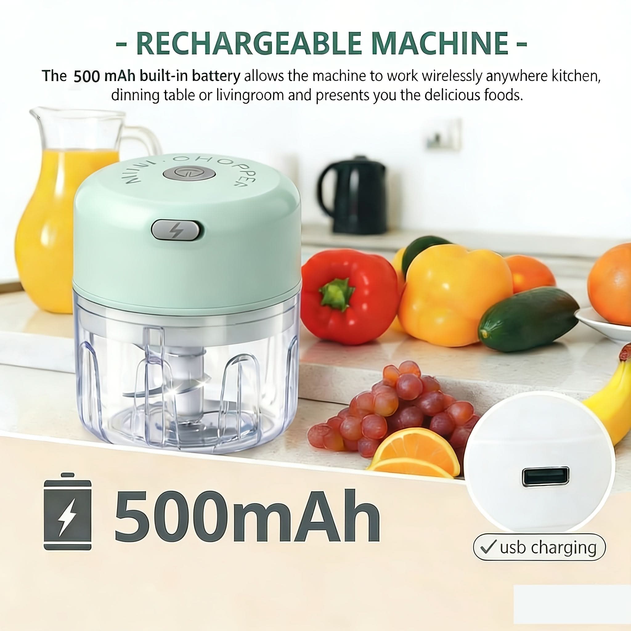 Mini Food Chopper – Electric and USB Rechargeable