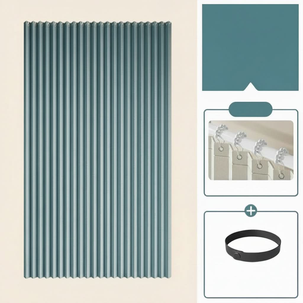 Foldable Waterproof Shower Curtain with Magnetic Accordion Design