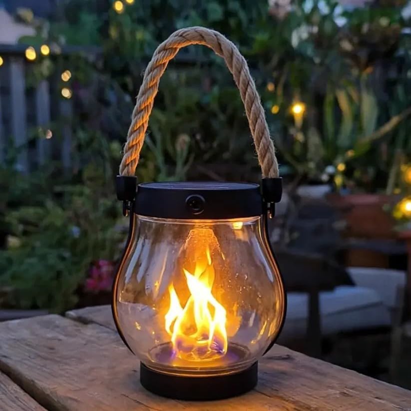 Flickering Flame Solar Lantern for Garden – Nighttime Illumination