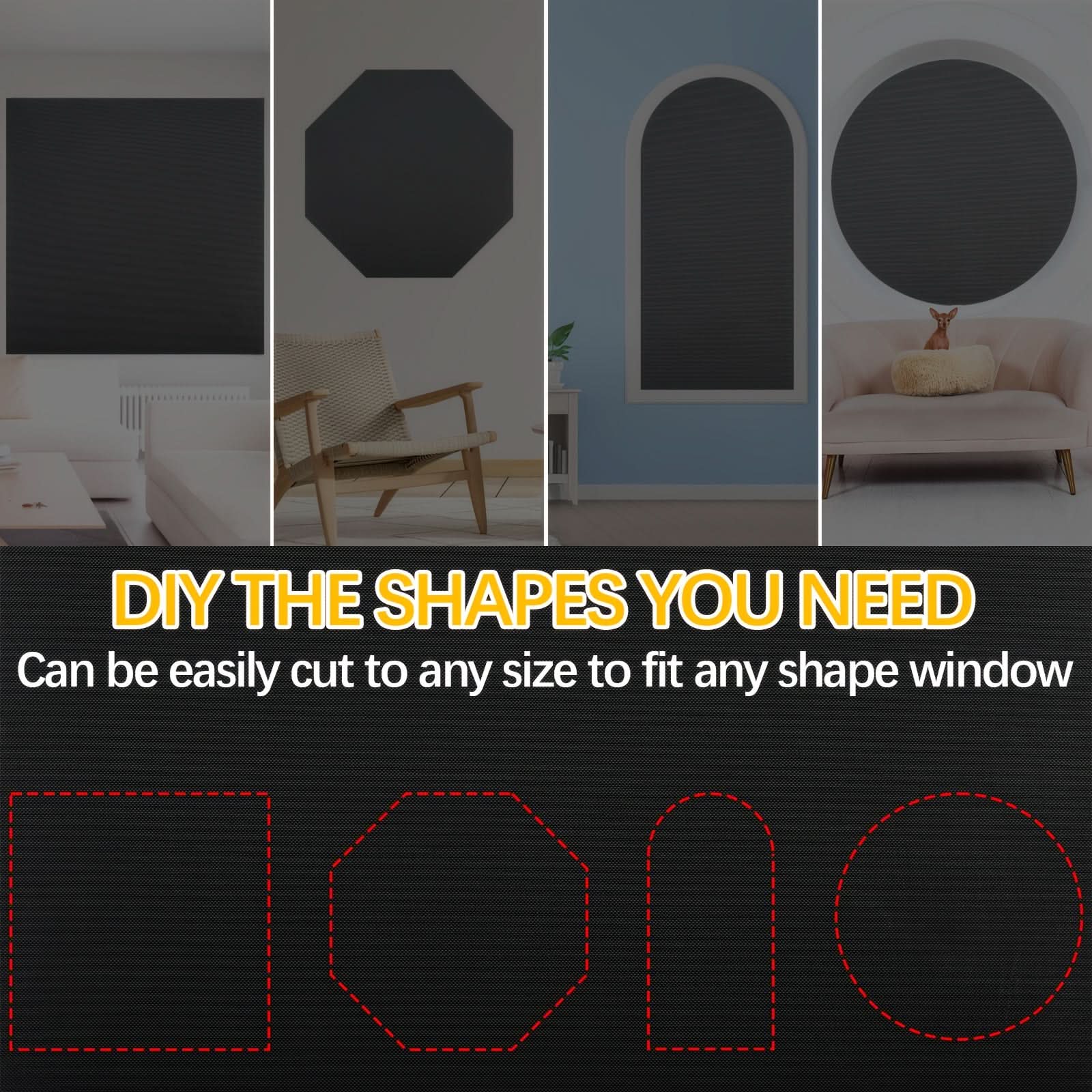 Blackout Curtains for Home and Office Use – No Drill, Black