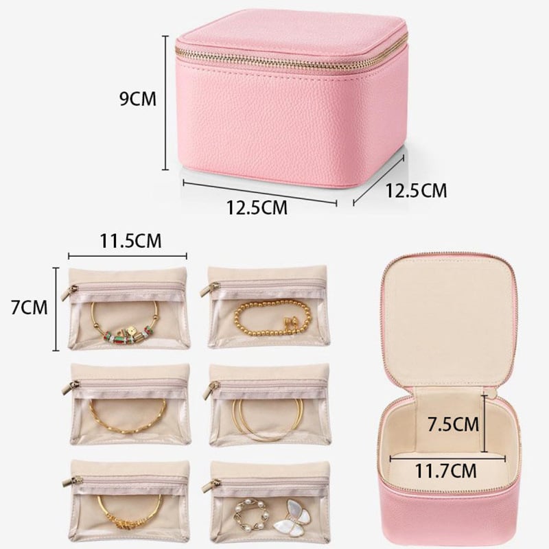 Zippered Jewelry Storage Box with Compartments