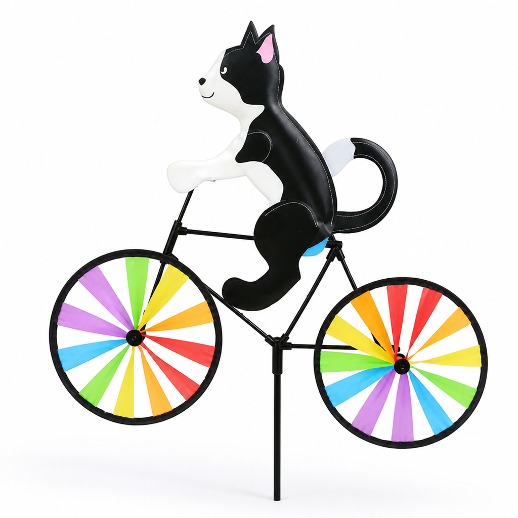 Hand-Painted Weatherproof Spinning Garden Windmill Stake (Cat Figurine)