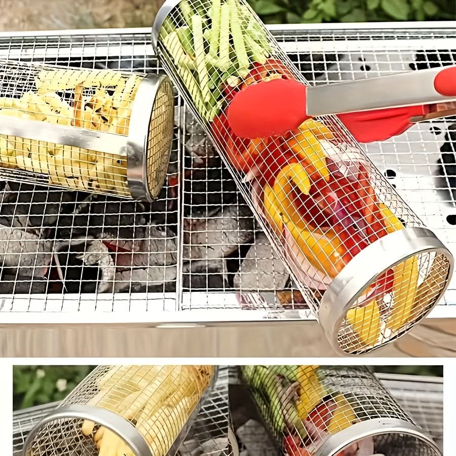 Stainless Steel Grill Basket for Rolling Cooking