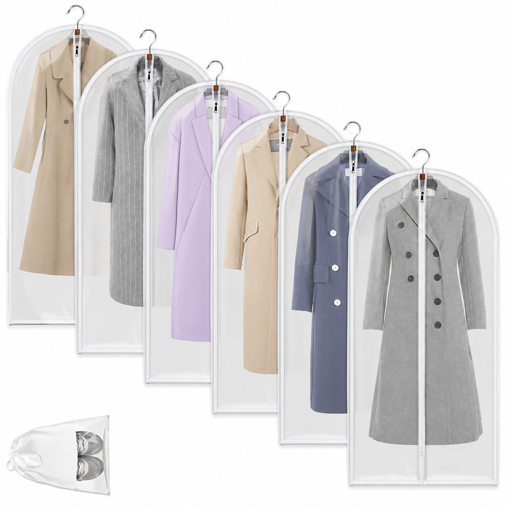 Clear Waterproof PEVA Garment Bags (12-Pack)