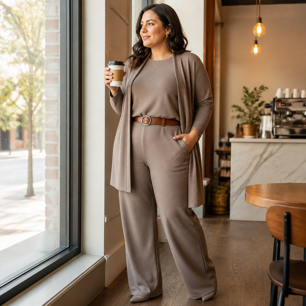 LumeEra™ – Laid-Back 3-Piece Lounge Set Featuring Long Open-Front Cardigan