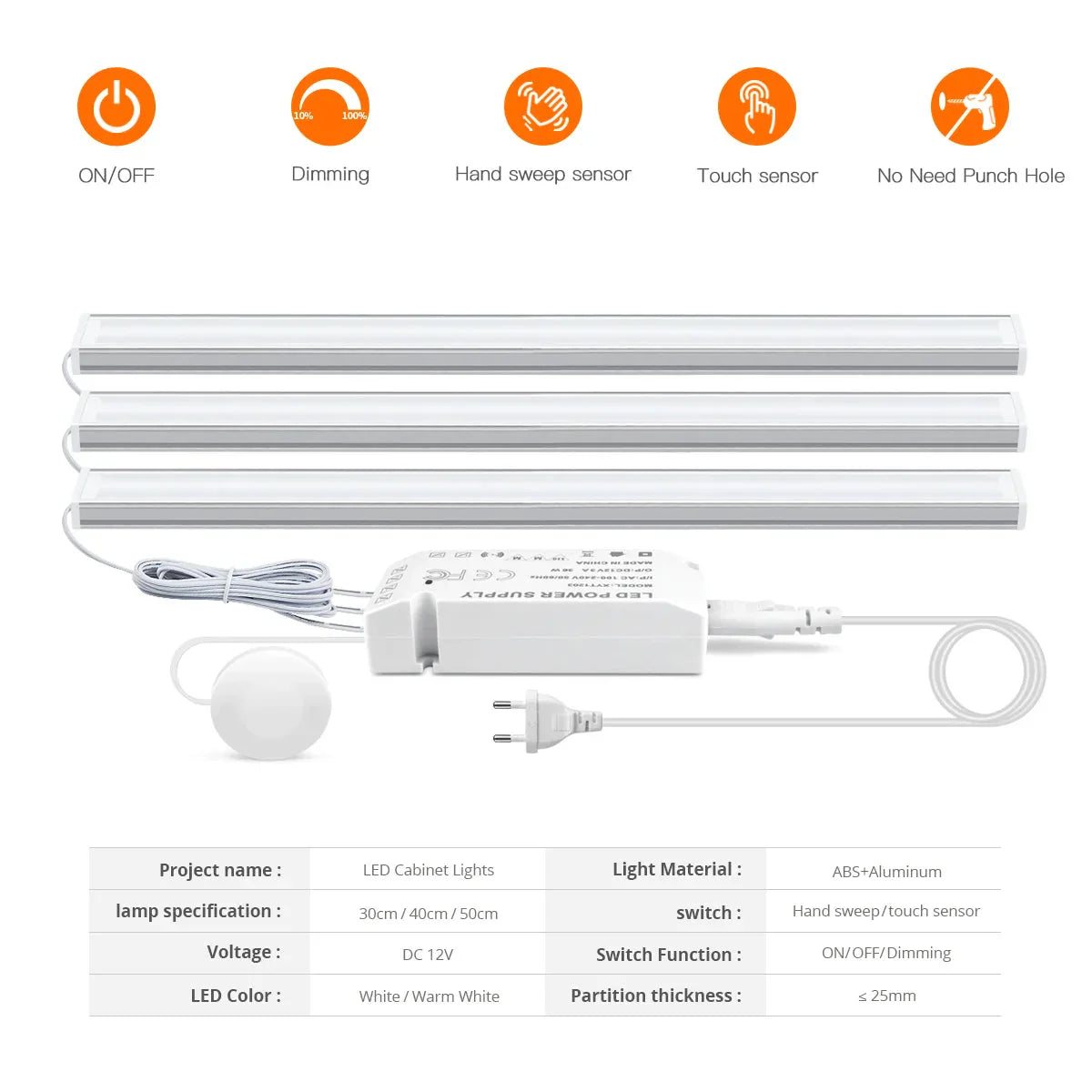 Under-Cabinet LED Light with Sensor – Dimmable and Touch-Free