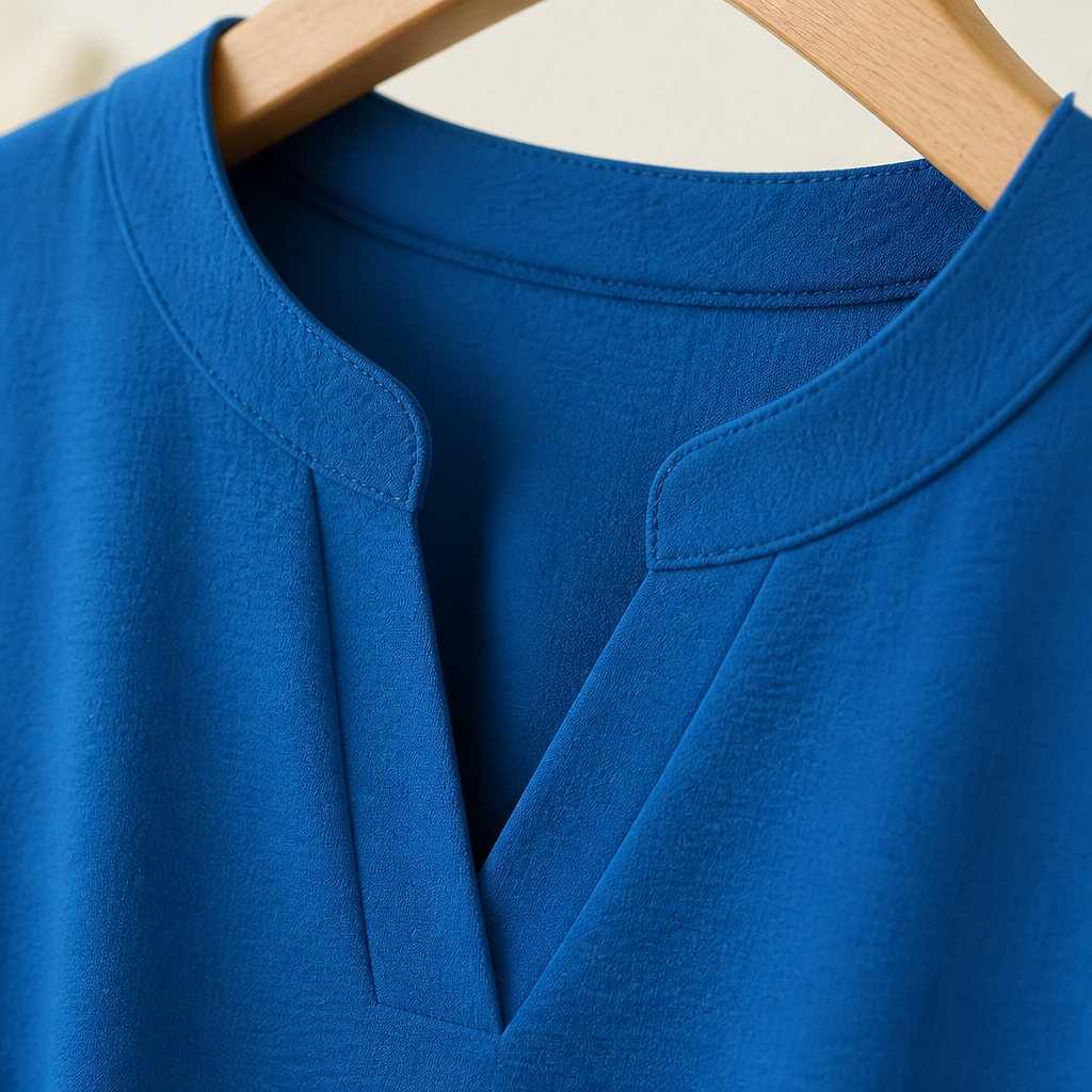 Silkora™ – Casual V-Neck Top with Rounded Hem