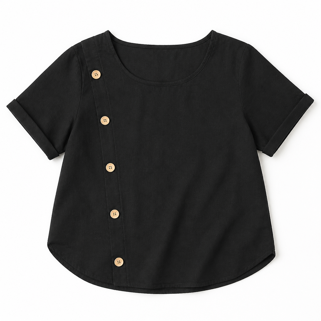 LumeaLuxe™ – Comfortable Cotton Shirt Featuring Side-Button Accents
