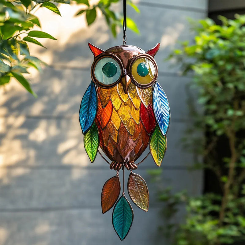 Colorful Leaf Pendant Owl Wall Hanging Decor