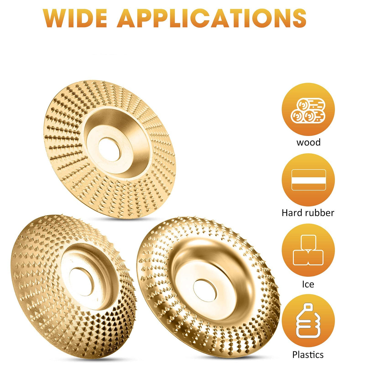 Grinding Disc Set for Angle Grinder - Flat, Beveled, and Arc Tungsten Carbide
