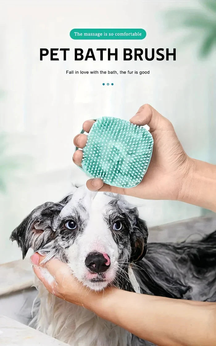 Silicone Pet Grooming Brush with Built-in Shampoo Dispenser