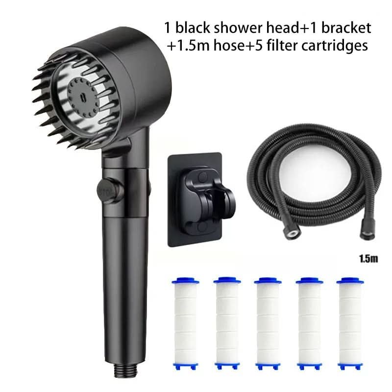 High-Pressure Shower Head with 3 Settings – Filtered Water System