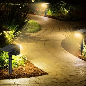 Solar Spotlight with Adjustable Design for Ground Spike or Wall Mount