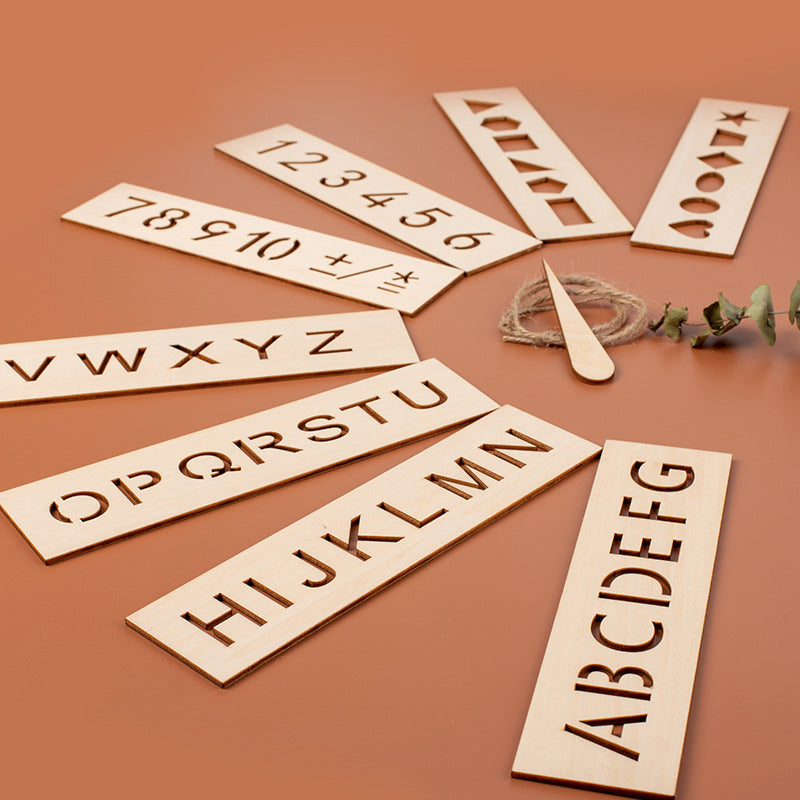 Wooden Learning Templates for Letters and Numbers