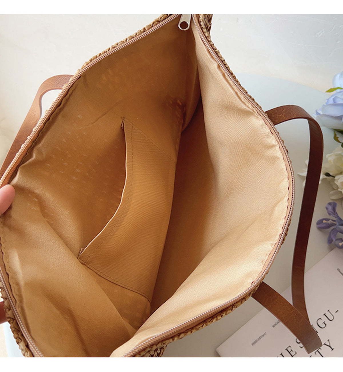 Basket Bag with Leather Handles – Woven Design