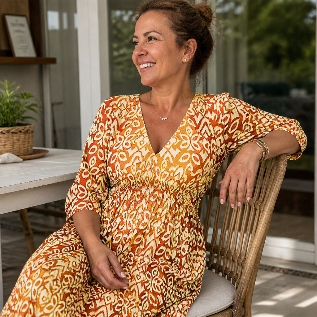 Serenelle™ Floral V-Neck Dress — Embrace Your Curves with Effortless, All-Day Confidence