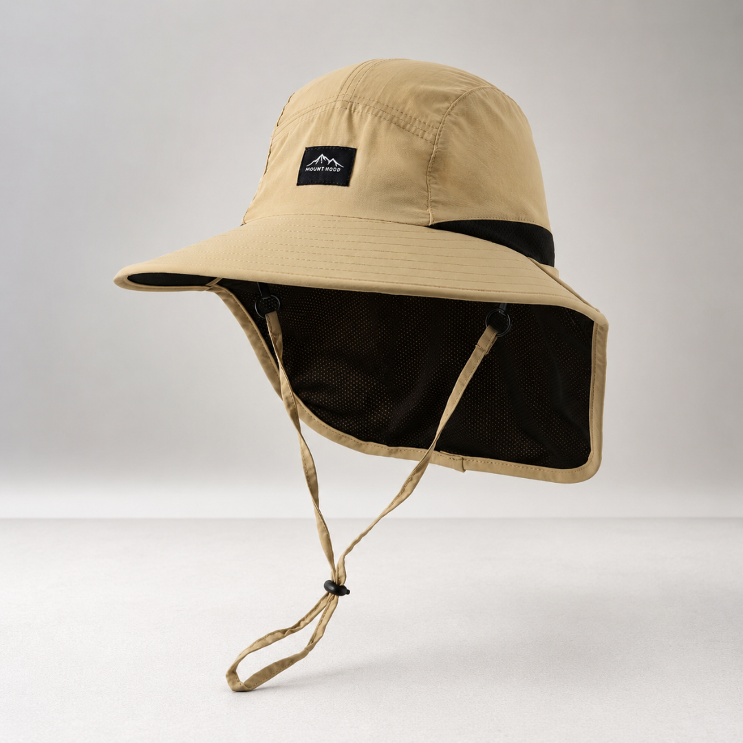 UV-Resistant Wide-Brimmed Hat with Neck Cover for Hiking and Outdoors