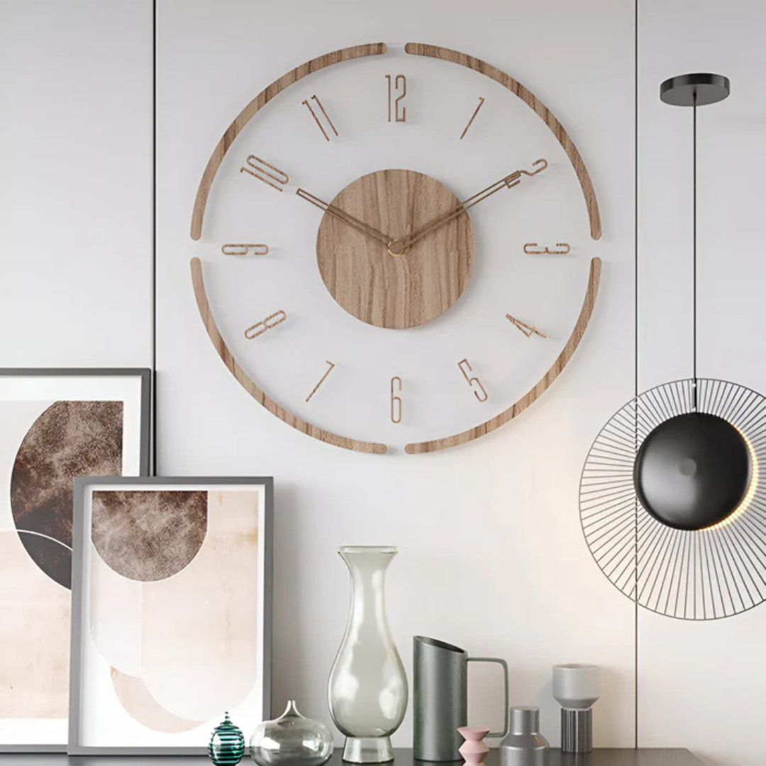 Modern Wall Clock Ø30 cm - Silent Acrylic and Wood Design for Home or Office