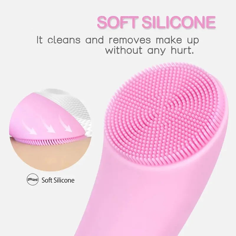 Silicone Bristle Facial Cleanser with Heated Tip and 5 Vibration Settings