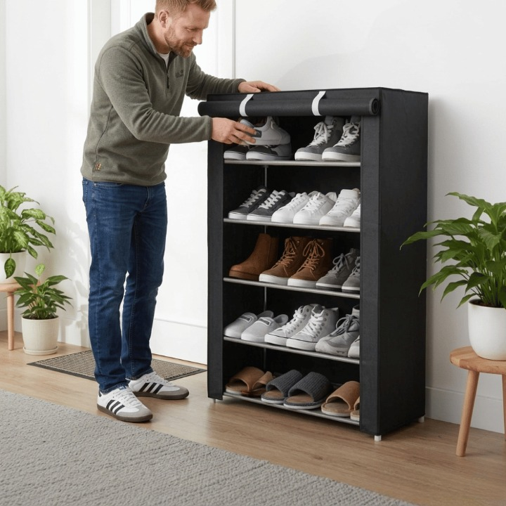 Shoe Storage Unit – 6 or 8 Tier with Dust Cover