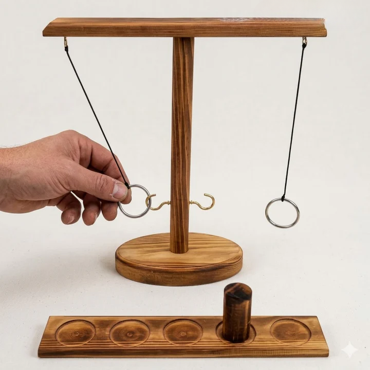Indoor and Outdoor Ring Toss Game with Hooks – Easy Setup, No Tools Required