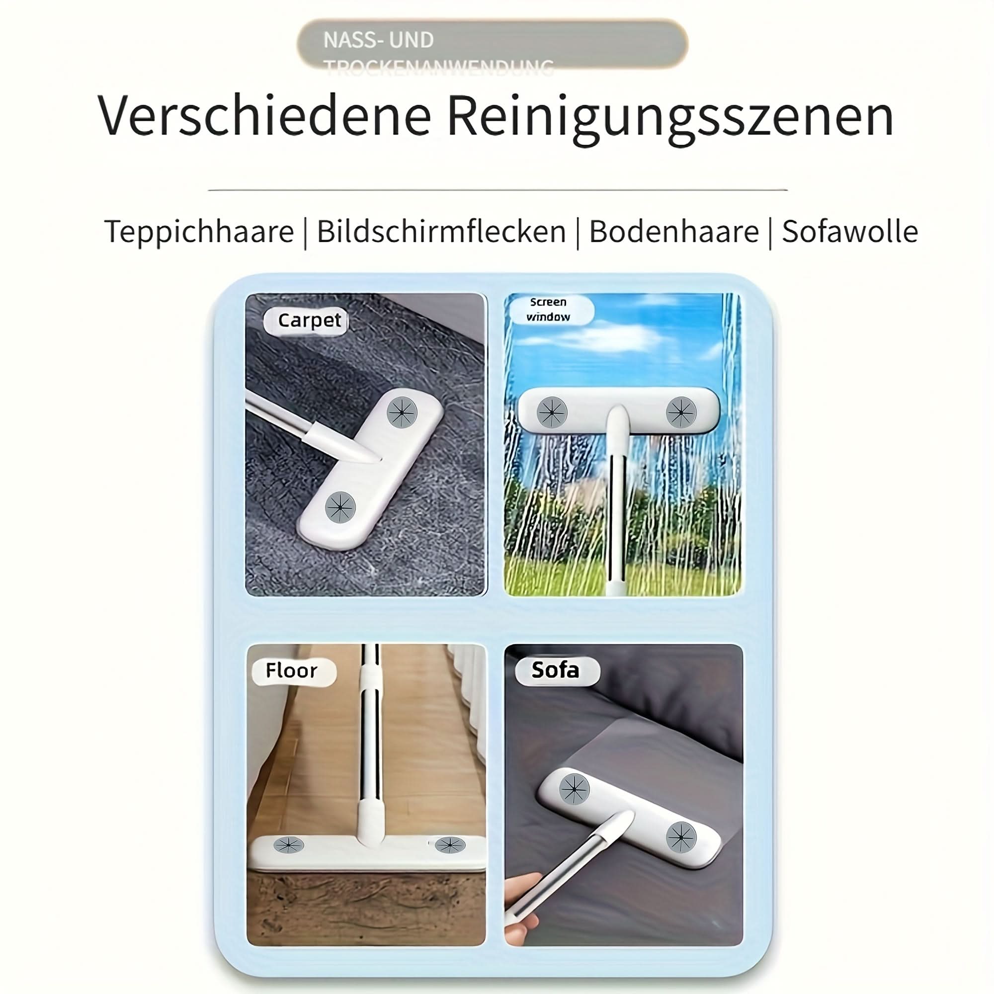 Retractable Window Cleaning Brush with Pet Hair Removal Feature